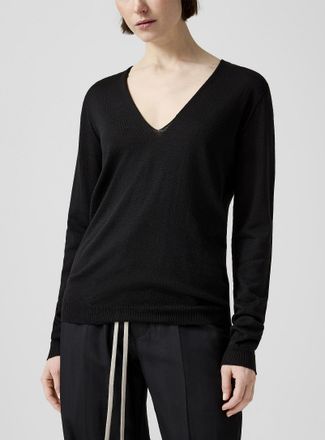 Rick Owens Womens 100% virgin wool V-neck sweater