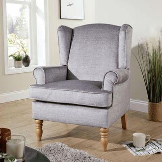 Home Source Industries Helena Wingback Armchair Occasional Sofa Modern Accent Chair Seating in Silver