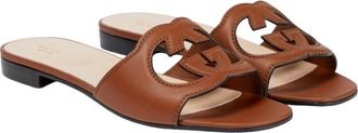 Gucci Tan Leather Flat Sandals Size 37