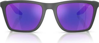 Prada 56mm Pillow Sunglasses in Rubbered Grey /Blue Violet at Nordstrom