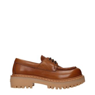 Prada Damens Derby-Braun/Cognac-Leder