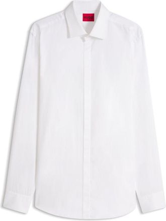 HUGO BOSS Slim-fit cotton shirt with a concealed placket