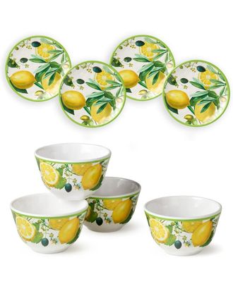 Certified International Limone 8pc Canape Plate & Dip Bowl Set