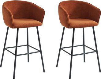 Pascal Morabito Conjunto de 2 taburetes de tela y metal negro - Terracota - LAZONI de Pascal Morabito