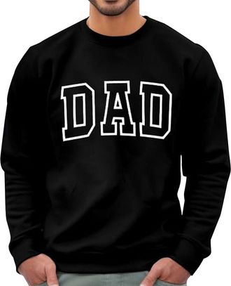 Generic Mens Jumpers Sweatshirt Men Dad Print Crewneck Loose Sweatshirt Casual Long Sleeve Pullover Tops (Black, M)