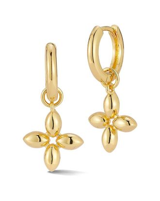 Glaze Jewelry 18K Plated Clover Charm Huggie Earrings