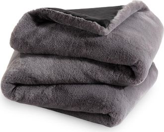 Bare Home Faux Fur Throw Blanket in Dark Grey at Nordstrom, Size Standard