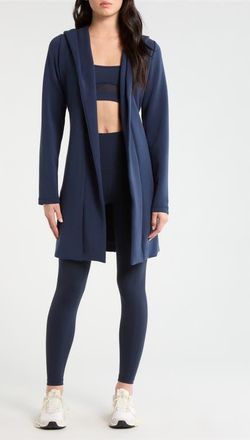 Lord & Taylor Dreamweave Hooded Wrap Cardigan in Navy Blazer at Nordstrom, Size X-Large