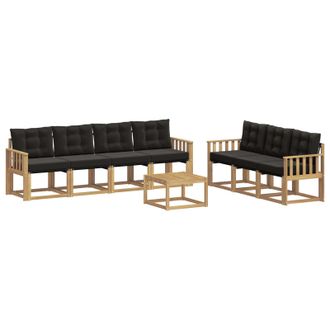 vidaXL Conjunto De Sof&aacute;s De Exterior Con Coj&iacute;n 8 Pcs Blanco Y Negro Vidaxl