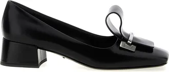 Prada Black Calfskin Mid Heel Womens Pumps