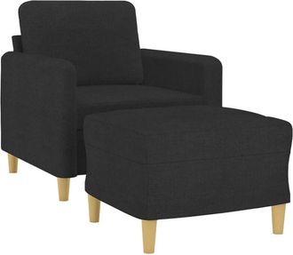 vidaXL Sill&oacute;n Con Taburete Tela Negro 60 Cm Vidaxl