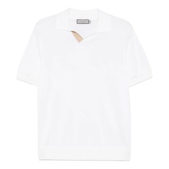 Canali Blended Cotton Polo Shirt with Leather Details