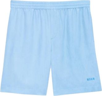 Msgm Shorts met elastische taille en logo-detail - Heren - Korte Broeken - Blauw - L - Korte Broeken