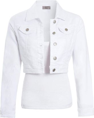 SS7 Womens Short Cropped Denim Jacket White