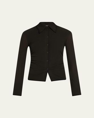 Nanushka Idana Long-Sleeve Button-Front Top