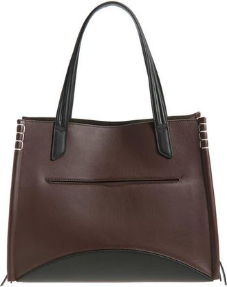 J.W.Anderson Loafer Leather Tote in Burgundy/Black at Nordstrom