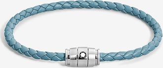 Montblanc Glattleder-Flechtarmband 3 Rings Smoky Blue - 63