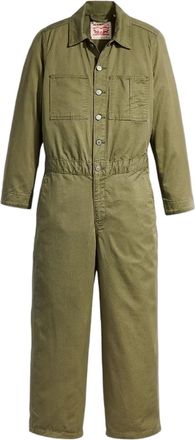 Levi's Dames Iconische Denim Kraag Wijde Pijpen Lange Mouwen Jumpsuit (Olijf Nacht)