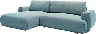 Vente-Unique Sof&aacute; rinconera izquierda en tela jaspeada azul MONELIA