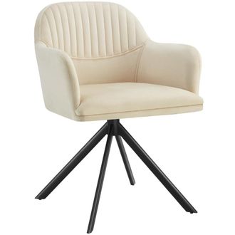 TecTake Silla de comedor giratoria 360&ordm; terciopelo, 56x59x81 cm crema/negro