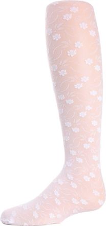 MeMoi Infant Sweet Blossoms Sheer Raised Floral Print Tights in White at Nordstrom, Size 12-18M
