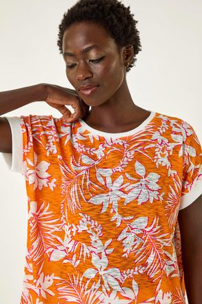 Roman Floral Print Sparkly Stretch Top