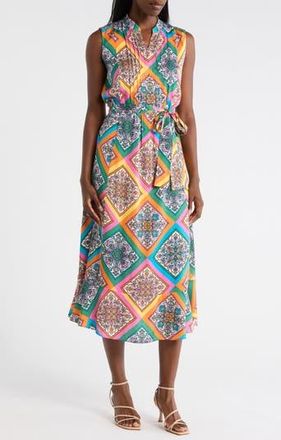 Elie Tahari The Phoebe Stretch Silk Midi Dress in Sierra Tile Print at Nordstrom Rack, Size X-Large