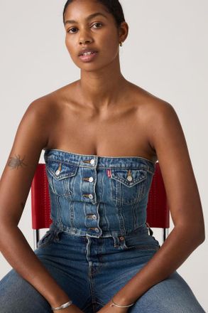 Levi's Denim Tube Top - Donna - XS - Blu / All Over Blue