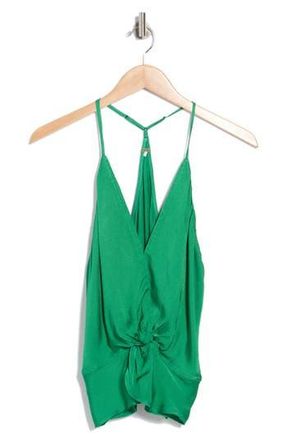 Young Fabulous & Broke Florence Twist Front Hammered Satin Camisole in Island Green at Nordstrom Rack, Size X-Small