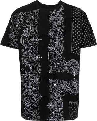 Givenchy T-Shirts, male, Black, XS, Bandana Print Distressed T-shirt