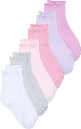 Yogalicious 6-Pack Ruffle Edge Crew Socks in Heather Berry Multi at Nordstrom Rack