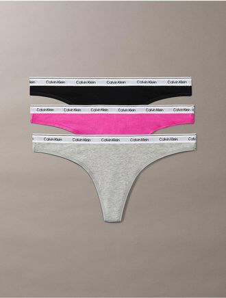 Calvin Klein Womens Icon Logo 3-Pack Low Rise Thong - Multi - XL