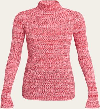 6397 Long-Sleeve Knit Mock-Neck Top