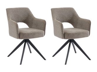 Vente-Unique Conjunto de 2 sillas pivotantes Con reposabrazos de tela y metal - Gris topo - KONYA