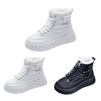 Generic Womens Platform Lace Up Boots Thick Warm Faux Fur Lined Boots Ladies Insulated Comfortable Ankle Booties Outdoor Waterproof Anti Slip Combat Boots