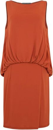 Alberta Ferretti Korte jurk met gedrapeerde taille - Dames - Korte kleedjes - Oranje - XL - Kleedjes