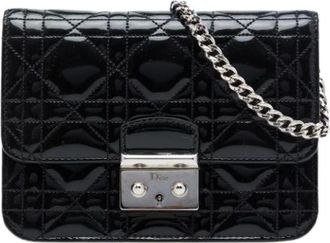 Dior Pre-owned Quilted Patent Crossbody Bag - Dames - Vintage Schoudertas - Zwart - ONE Size - Leer - Vintage