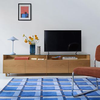 La Redoute Interieurs XL hifi-tv-meubel, 4 deuren, glazen blad, WALOR
