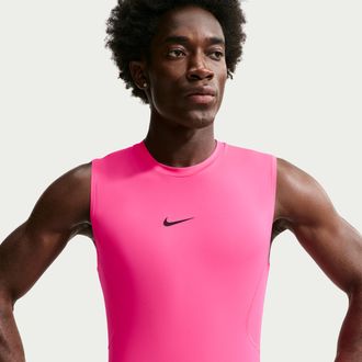 Nike Mens Nike Pro Dri-FIT Tight Sleeveless Fitness Top in Pink | FB7914-646