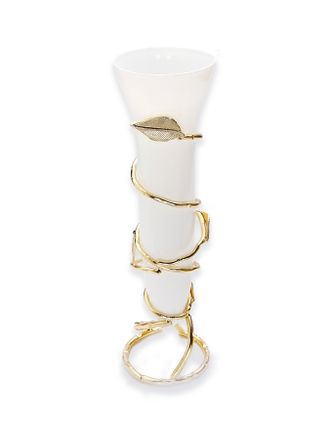 Classic Touch Gold Leaf Vase with White Insert