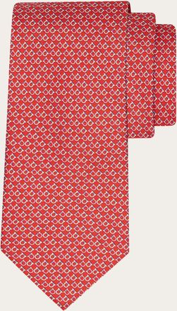 Ferragamo Men Gancini Square print silk tie Red