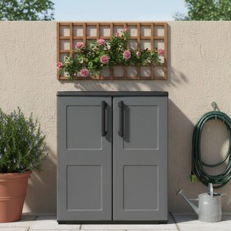 Dmora Mueble Multiusos O Interno, Armario Bajo Con 2 Puertas Y 1 Estante De Polipropileno, 100% Made In Italy, 68x37h84 Cm, Color Gris - Dmora