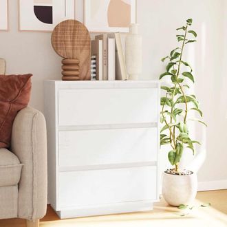 vidaXL Aparador De Madera Maciza De Pino Blanco 60x34x75 Cm Vidaxl