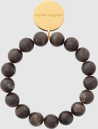 Vanessa Baroni Bracelet Mini Beads Flex Dark Brown Marble
