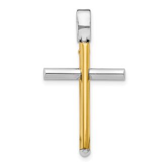 Diamond2Deal 14k Two-tone Gold Polished Cross Pendant
