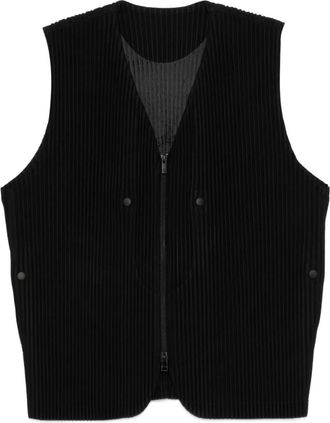 Homme Pliss&eacute; Issey Miyake Quarry gilet met rits - Zwart