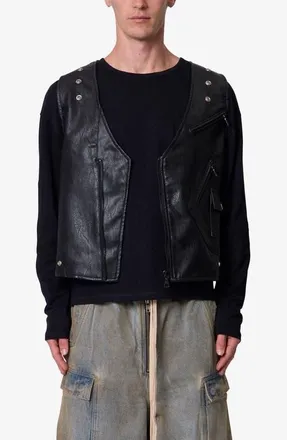mnml Faux Leather Zipper Vest in Black at Nordstrom, Size Xx-Large