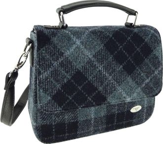 Generic Harris Tweed Grey & Black Tartan Square Shoulder Bag - Premium Scottish Heritage Accessory
