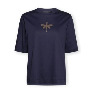 Elena Miro T-shirt in cotone con applicazione libellula - - Tops - Donna - Blu - 2XL