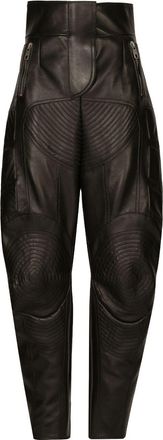 Dolce & Gabbana panelled leather high-waisted trousers - women - Nylon/Elastane/Polyester/Lambskin - 44 - Black